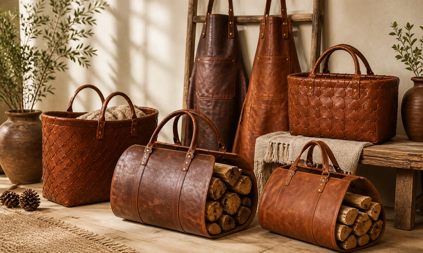 Leather Log Carriers